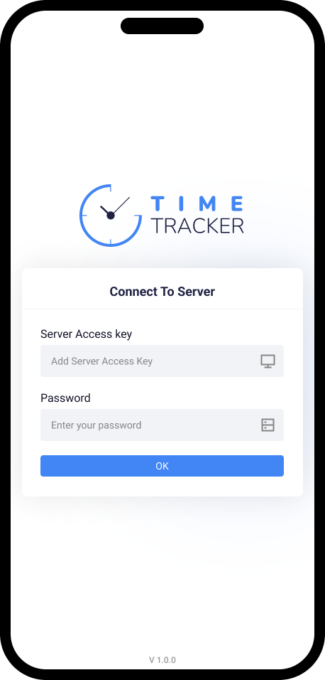 Time Tracker Mobile App - Home Screen